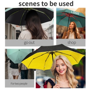 Large <b>Windproof</b> Modern Straight 3-Folding <b>Umbrella</b> Cover Bag Semi-Automatic Wood Handle Customizable Business Gifts Black - Product Image 5