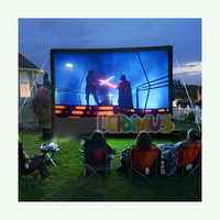 Écran de projection avant et arrière de 24 pieds pour extérieur Écran de cinéma gonflable avec ventilateur et chaises