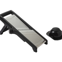 Mandoline manuelle réglable en acier inoxydable pour légumes, trancheuse et hachoir avec système de sécurité et support
