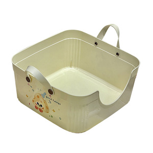 Bac à litière ouvert rectangulaire à rebord haut Ha Gou, bac à litière manuel pour chat avec pelle, portable pour chats adultes - Product Image 5