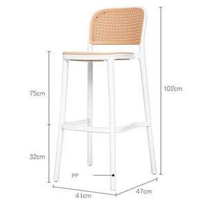 Sillas Altas de <span class=keywords><strong>Bar</strong></span> para Exteriores, Sillas Altas de Cocina, Sillas de Ratán para Restaurante, Apilables - Product Image 2
