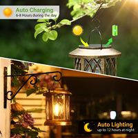 Lampes solaires de jardin vintage IP65, étanches, bronze, ampoule LED, lanterne solaire, capteur de lumière, contrôle de la luminosité, pour jardin, patio