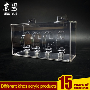 Montre de luxe moderne écologique et recyclable en acrylique vitrine personnalisée transparente en PMMA pour boîte avec 4 anneaux C - Product Image 6