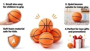 Mini Pallina Antistress Sportiva per Bambini Gioco Interattivo Morbida in Schiuma PU Leggera Sicura per Interni ed Esterni Giocattolo Sportivo da Basket - Product Image 2