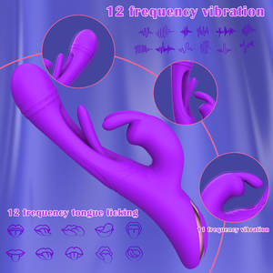 Vibratore Coniglio Leccante Tre in Uno, Stimolazione Clitoridea, Massaggio Punto G, Bastone per Masturbazione, Giocattolo Sessuale per Adulti - Product Image 3