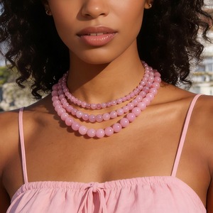 Collar de Cuentas de Piedra Natural Multicolor de Varias Capas, Estilo Boho, con Cuentas Pequeñas y Grandes de 4/6/8/10 mm, Amazonita, Ágata de la India, Cuarzo <span class=keywords><strong>Rosa</strong></span> y Cristal - Product Image 3