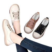 Chaussures plates pour femmes, en cuir véritable, à semelle souple, décontractées, respirantes, fines, pour étudiantes, été