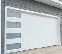Porte de garage sectionnelle en mousse PU en acier galvanisé à roulement automatique au design moderne avec fenêtres latérales Surface finie pour villas