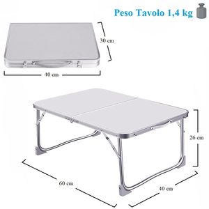 Folding Picnic <b>Table</b> Aluminum 60x40x26 Cm <b>Portable</b> With Handle Travel Outdoor Use - Product Image 2