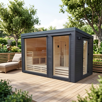 Cabine de sauna en bois de haute qualité pour plusieurs personnes, à faible rayonnement magnétique, pour le bien-être familial dans le jardin