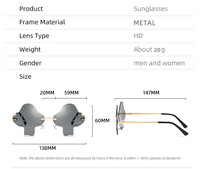 Lunettes de soleil tendance et élégantes sans monture, personnalisées, pour la photographie de rue, la piste de danse, les fêtes, lunettes de luxe pour femmes