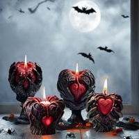 CARATTE Halloween 3D Hand hält herzförmige Kerze Silikon formen für DIY Seifen harz herstellung
