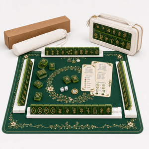 Tapis de Mahjong Américain Vert Émeraude Doré à Motifs Floraux, Antidérapant, Imperméable en Néoprène, avec Guide des Règles - Vente en Gros, MOQ 1PC - Product Image 3