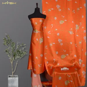 Guangzhou Factory new Abstract Digital Printing stock lot 100 pure Silk Printing floral Satin Fabric for hijab dress