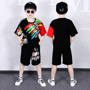 Conjuntos de Ropa de Verano 2022 para Niños, Estilo Hip Hop, Ropa Urbana, Conjunto de Camiseta de Manga Corta y Pantalones Cortos de Algodón Fino - Product Image 2