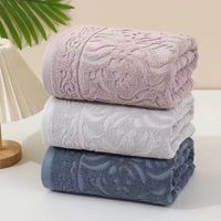 Serviette de bain, de visage et de mains en coton de luxe avec fleurs jacquard certifiées OEKO-TEX, absorbante, pour la maison, l'hôtel et l'hôtellerie