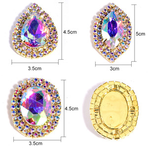 Broche Qiao en cristal œil de cheval rond et goutte d'eau, avec griffes ovales, strass et épingle, accessoire de mode pour corsage - Product Image 2