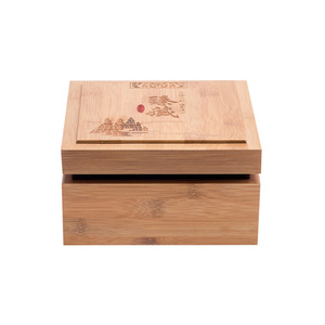 Boîte en bois de bambou rectangulaire de 10 cm de haut, faite à la main, pour le rangement du thé, emballage cadeau artisanal - Product Image 2