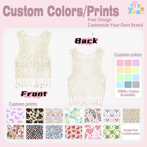 <span class=keywords><strong>Gilet</strong></span> <span class=keywords><strong>sans</strong></span> manches en <span class=keywords><strong>crochet</strong></span> pour filles, style bohème, dentelle florale, pompons, <span class=keywords><strong>gilet</strong></span> ajouré en tricot pour enfants, vêtement d'extérieur, cardigan de plage - Product Image 3