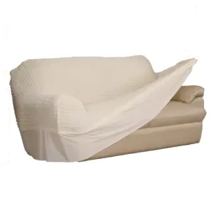 Housse de canapé personnalisée, housse extensible blanche avec jupe