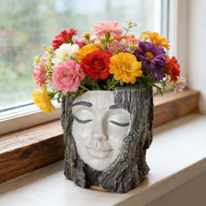 <span class=keywords><strong>Pot</strong></span> de fleurs rustique <span class=keywords><strong>en</strong></span> résine <span class=keywords><strong>en</strong></span> forme de tête d'arbre, inspiré de la nature, pour plantes succulentes - Product Image 4