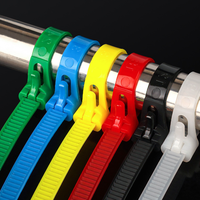 Bridas de nailon 66 reutilizables y liberables, con certificación CE, autoblocantes, para arneses de cables industriales, color personalizado