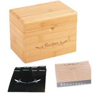 Caja de recetas de bambú con divisores, organizador de almacenamiento de madera para recetas de cocina - Product Image 5