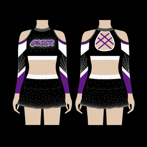 Uniforme de cheerleading sur mesure bleu royal pour les compétitions All Star, tenues de cheerleading pour filles de toutes tailles, crop top et jupes - Product Image 1