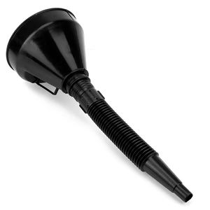 Personalizado portátil preto haste curta pp plástico carro combustível tranferring funil conjunto com filtro - Product Image 3