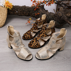 Sandales à talons hauts sexy tendance grande taille léopard pour soirée, sandales à talons hauts sexy pour femmes et dames, grande taille - Product Image 1
