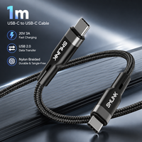 Nuevo Cable USB Tipo-C de Nailon con Alivio de Tensión Extendido, 1m, 20V 3A, Carga Rápida, Cobre Puro, Transferencia de Datos USB 2.0 para Teléfono Móvil, 12 Meses OEM