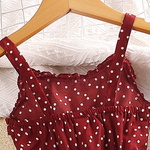 Vestido Rojo sin Mangas con Estampado de Puntos Blancos para Niñas de 4 a 7 Años, Estilo Dulce, Venta al por Mayor de Fábrica de Ropa Infantil - Product Image 5