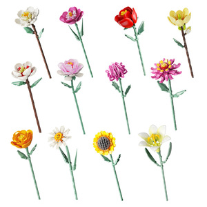 สินค้ามา<span class=keywords><strong>ใหม่</strong></span> ชุดประกอบดอกไม้พลาสติก ไอเดียช่อดอกกุหลาบและดอกทานตะวัน ตัวต่อดอกไม้แบบบล็อก สำหรับตกแต่งบ้าน - Product Image 1