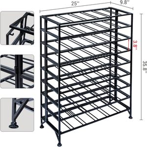 Freestanding Gray Metal <b>Floor</b> <b>Wine</b> <b>Rack</b> 9-Tier <b>Wine</b> Storage Shelf Holds 54 Bottles No Assembly Required - Product Image 4