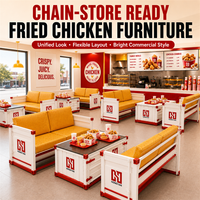 Ensemble de mobilier de restaurant moderne et durable pour poulet frit, style conteneur, avec banquette et table pour fast-food et restauration rapide (QSR)