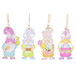 Nuovo Prodotto Decorazioni Pasquali 8 <span class=keywords><strong>Pezzi</strong></span>/Scatola Uova di Pasqua Simpatici Elfi Senza Volto Pendenti in Legno - Product Image 5