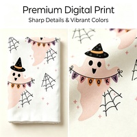 Tissu DBP imprimé numérique fantôme de dessin animé mignon pour Halloween, motif original, sans MOQ, design personnalisable pour vêtements pour enfants et projets DIY