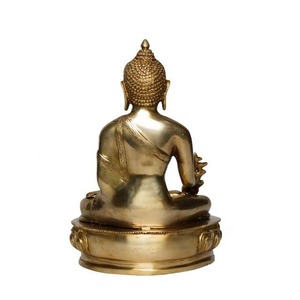 Escultura Tradicional India de Buda en Latón, Bañada en Oro, Diseño Antiguo/Moderno para Energía Positiva y Mindfulness, Envío a Todo el Mundo - Product Image 2