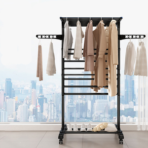 Service de vente au détail Duty bébé vêtements vêtements suspendus sèche-linge métal tissu cintre support avec roues - Product Image 6