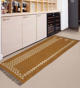 Tapis décoratif géométrique en laine Kilim fabriqué à la main de qualité supérieure pour salon ou bureau à domicile ensembles de tapis - Product Image 1
