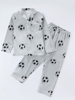 Nouveaux pyjamas en satin de style européen et américain pour garçons et filles, imprimés, à manches longues, vêtements de maison, ensemble deux pièces