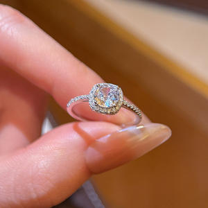 925 Sterling Silver <b>Dainty</b> Square Cut Moissanite Luxury Prong Setting Rhodium Plated Small Sugar Cube <b>Ring</b> for Women - Product Image 2