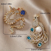 Broches de luxe en strass Dragon Phénix pour hommes et femmes, bijoux vintage en cristal exquis pour animaux, épingles de banquet de fête