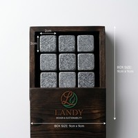 Coffret de pierres à whisky en bois rustique Landy, coffret cadeau en pierre de savon naturelle de qualité supérieure pour bar, vente en gros, fabricant