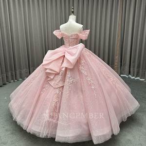 Vestido de 15 Años, Vestido de Fiesta de Quinceañera Rosa Claro, Apliques de Encaje, Flores, Vestido de Gala Dulce 16, Lsmc51 - Product Image 5