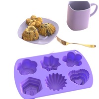 Nouveau moule de cuisson multifonctionnel 6-en-1 à motifs, en silicone alimentaire réutilisable, pour gâteaux et glaçons en forme de fleur, 6BD Chine