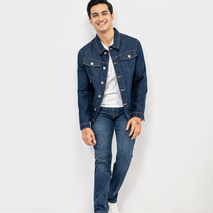 Vente en gros de vestes et denim avec logo sur mesure en couleur unie veste en jean fourrure de coton et denim streetwear pour homme - Product Image 1