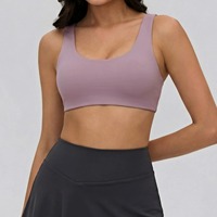Soutien-gorge de sport à col en U avec bretelles croisées, dos ouvert, rembourrage amovible, élastique discret, maintien moyen, en Spandex/Nylon, idéal pour le yoga