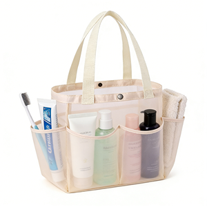 תיק רחצה רשת לאמבטיה, תיק רחצה נייד לתלייה עם כיס קטן, תיק חוף - Product Image 2