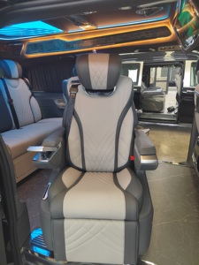 Siège de voiture VIP en cuir pour van et camping-car avec dossier et repose-jambes électriques et massage - Product Image 4